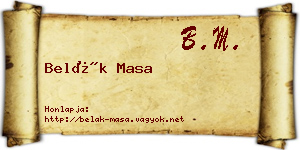 Belák Masa névjegykártya